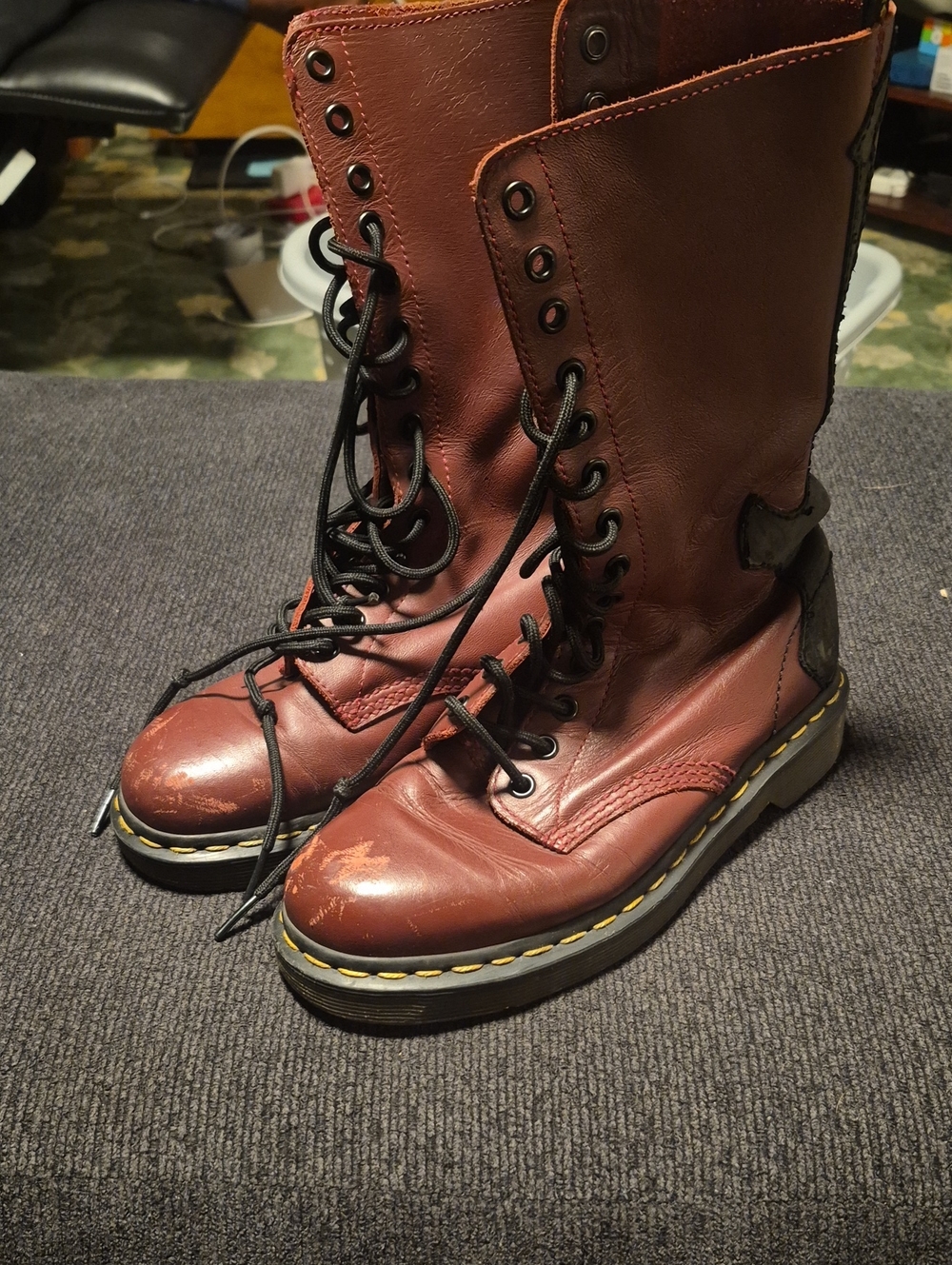 Dr. Martens Burgundy Lace-Up Tall Leather Boots